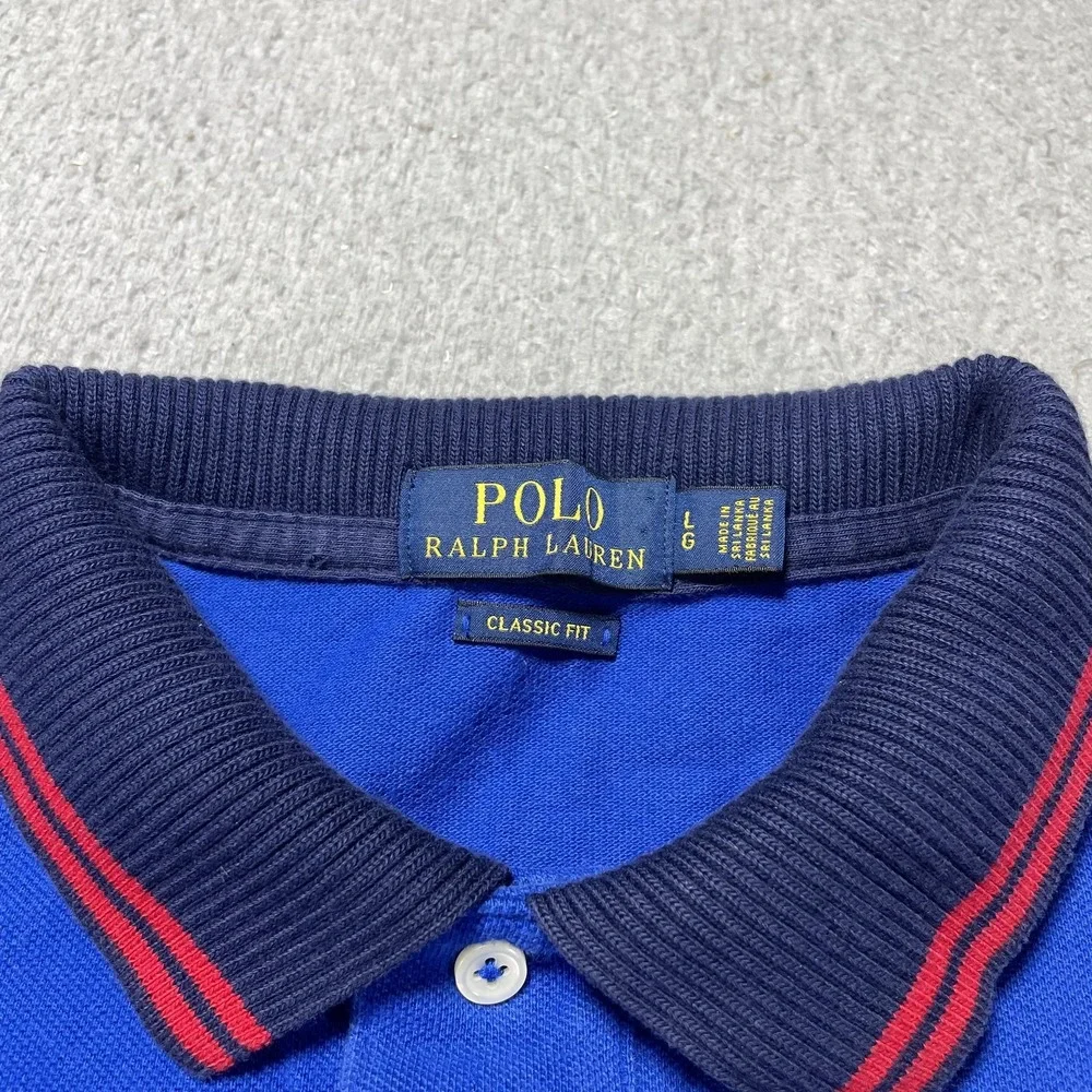 Polo Ralph Lauren Polo Shirt Mens Large Blue Big Pony Crest Embroidered Casual